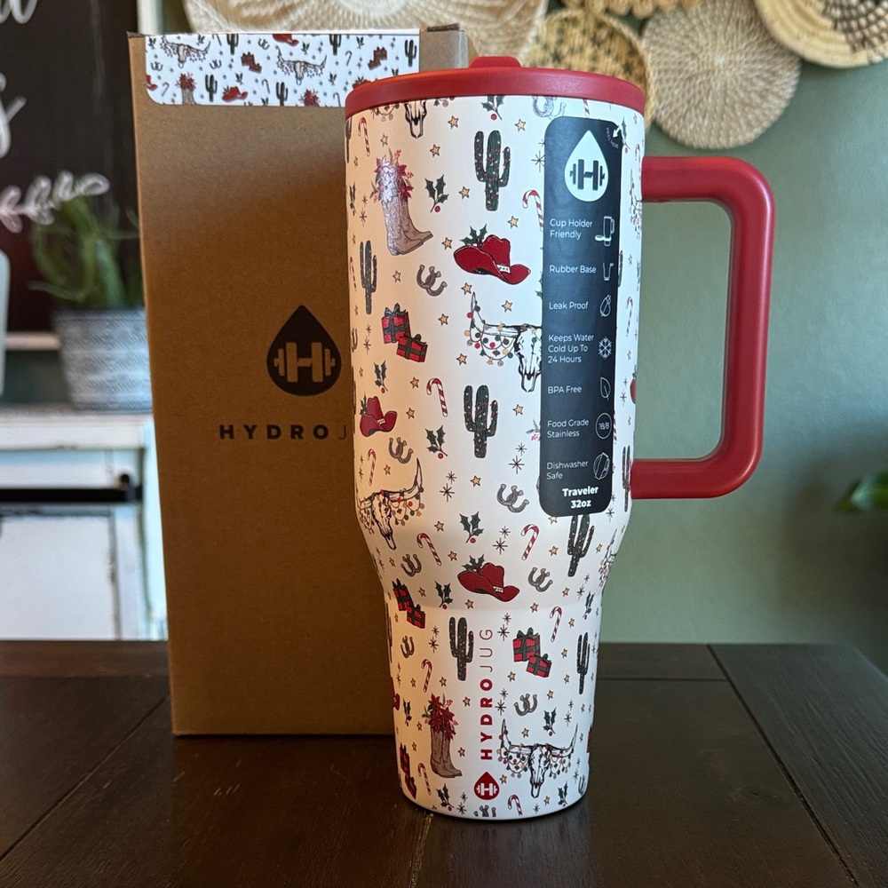 HydroJug Traveler Tumbler 32oz in Cowboy Christmas! New! Limited Edition!
